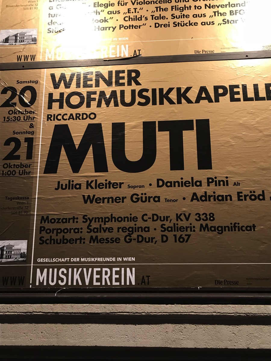 Salve Regina di Nicola Porpora. Riccardo Muti, Daniela Pini, Orchestra Wiener Hofmusikkapelle. Großer Saal, Musikverein (Vienna)